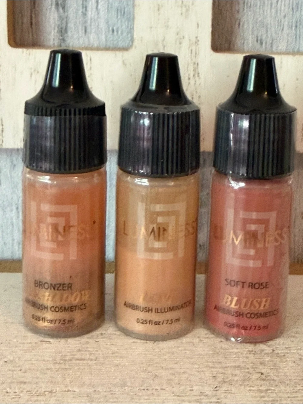 Luminess Airbrush Cosmetics Bronzer Eyeshadow, Love, Blush - New, Sealed Set X3